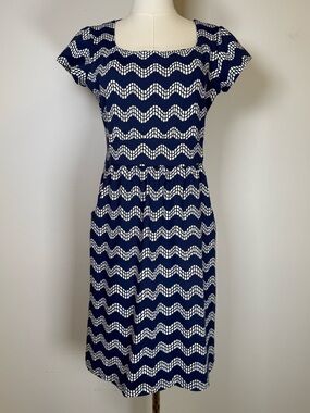 J.McLaughlin Short Sleeve Navy & White Stretch Jersey Dress Women’s Size Small